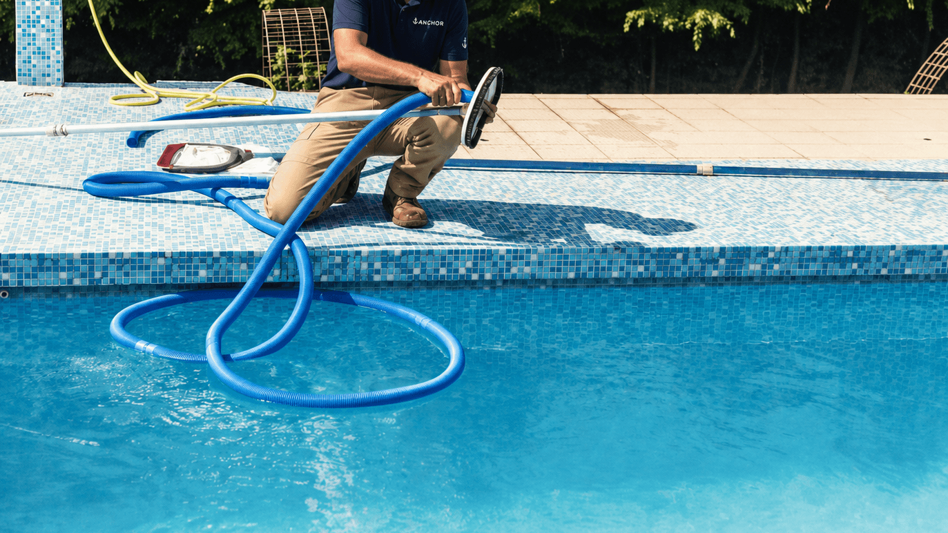 anchor property care performing pool maintenance to a villa in marbella