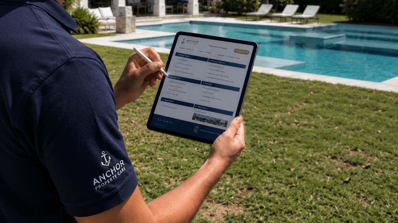 anchor property care checking a luxury villa to find issues