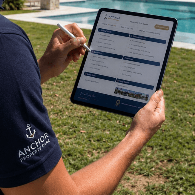 anchor property care checking a luxury villa to find issues
